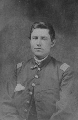Black and white photo of Henry C. Jeraould in uniform as 1st Lieutenant of Company A, 80th Indiana Volunteer Infantry Regiment, circa early 1863, original image.