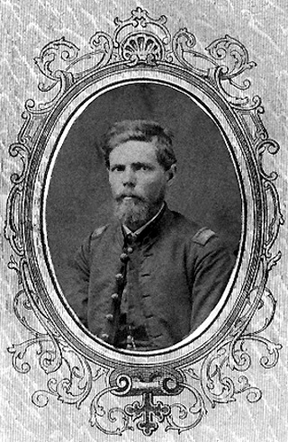 Black and white photo of William M. Duncan in uniform as 2nd Lieutenant of Company A, 80th Indiana Volunteer Infantry Regiment, circa 1862-1864, restored image.