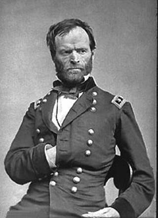 Black and white photograph of U.S. Major General William T. Sherman in his Civil War officer's uniform