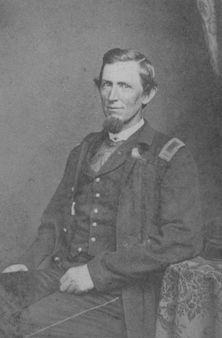 Black and white photo of 1st Lieutenant Thomas M. Brown, Field & Staff, 80th Indiana Volunteer Infantry Regiment, circa 1862-1865, original image.